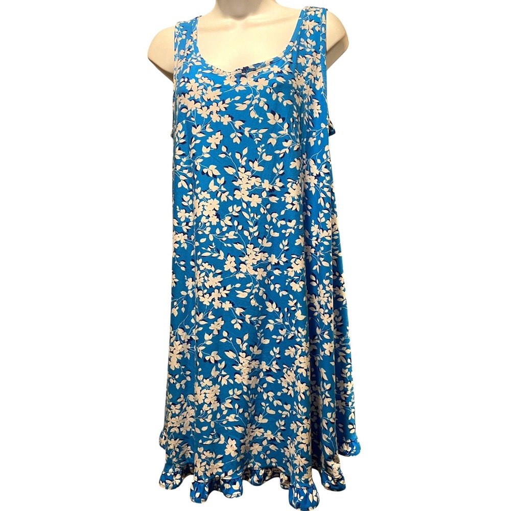 Draper James Ruffle Nightie Pajama Womens S/M Blue Floral Sleepwear